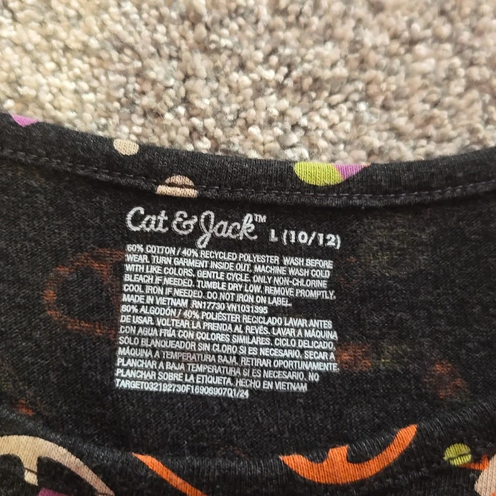 Cat & Jack Black Halloween Print Dress with Orange, Green, Purple Accents